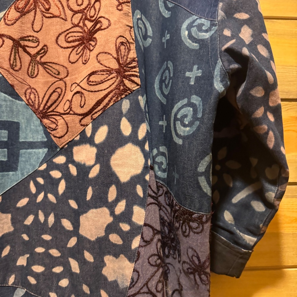 Sacred Threads Patchwork Indigo Blue Cotton Jacke… - image 12